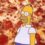 Homer hiding in Pizza