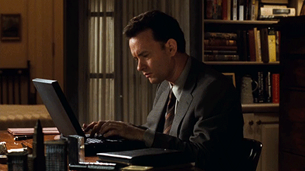 Tom Hanks typing