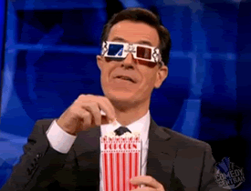 Colbert eating popcorn