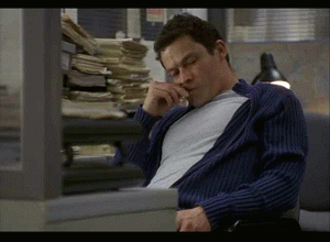 Jimmy McNulty kicking his desk in anger