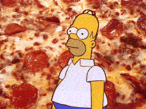 Homer hiding in Pizza
